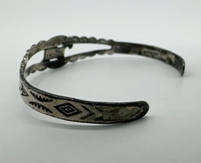 VTG Fred Harvey Era Navajo Sterling Stamped Turquoise Cuff Bracelet 5.6g #ba - Additional view 6