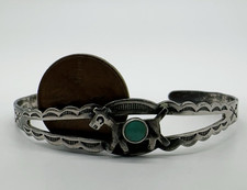 VTG Fred Harvey Era Navajo Sterling Stamped Turquoise Cuff Bracelet 5.6g #ba - Additional view 8