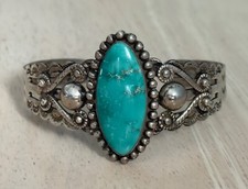Vintage Fred Harvey Era Navajo Sterling Silver Turquoise Bracelet
