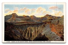 Vintage Grand Canyon Sunset Postcard Fred Harvey Linen Texture