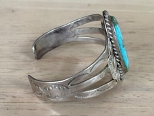 Vintage Fred Harvey Era Navajo Sterling Silver Turquoise Bracelet - Additional view 3