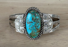 Vintage Fred Harvey Era Navajo Sterling Silver Turquoise Bracelet