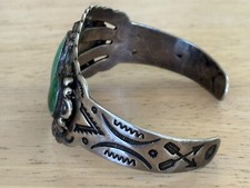 Vintage Fred Harvey Era Navajo Sterling Silver Cerrillos Turquoise Bracelet - Additional view 6