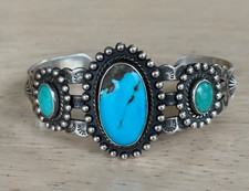 Vintage Fred Harvey Era Navajo Sterling Silver Turquoise Bracelet