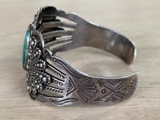 Vintage Fred Harvey Era Navajo Sterling Silver Royston Turquoise Bracelet - Additional view 5