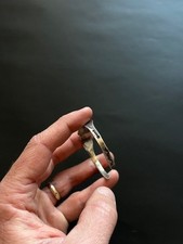 Fred Harvey Navajo Sterling Silver Repoussé Cuff Bracelet Old Green Turquoise - Additional view 3