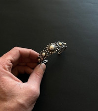 Old Fred Harvey Large Shiny Coin Silver Navajo Cuff Bracelet