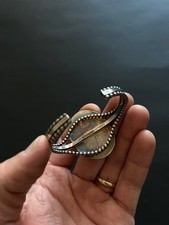 Fred Harvey Style Navajo Sterling Silver Cuff Bracelet Large Agate Stone - Additional view 2