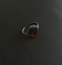 Fred Harvey Style Navajo Sterling Silver Cuff Bracelet Large Agate Stone