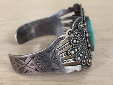 Vintage Fred Harvey Era Navajo Sterling Silver Royston Turquoise Bracelet - Additional view 3