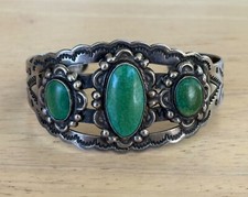 Vintage Fred Harvey Era Navajo Sterling Silver Cerrillos Turquoise Bracelet