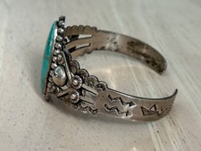 Vintage Fred Harvey Era Navajo Sterling Silver Turquoise Bracelet - Additional view 5