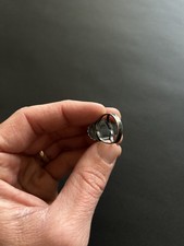 Vintage Navajo Fred Harvey Women's Turquoise Sterling Silver Stamped Ring - Additional view 3