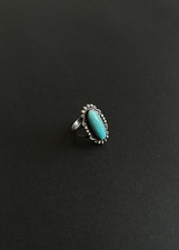 Vintage Navajo Fred Harvey Women's Turquoise Sterling Silver Stamped Ring