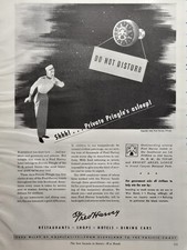 Fred Harvey Restaurants Hotels Bellhop Shhh Do Not Disturb Soldier Print Ad 1943
