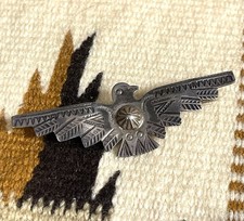 1920s Vintage Navajo Sterling Fred Harvey Stamped Thunderbird Brooch Silver Nice
