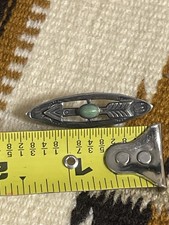 Fred Harvey Era Navajo Stamped Sterling Silver Turquoise Arrow Pin Brooch - Additional view 2