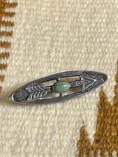 Fred Harvey Era Navajo Stamped Sterling Silver Turquoise Arrow Pin Brooch