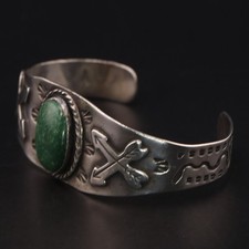 VTG Sterling Silver - NAVAJO Fred Harvey Era Turquoise 6.5