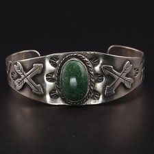 VTG Sterling Silver - NAVAJO Fred Harvey Era Turquoise 6.5" Cuff Bracelet - 26g