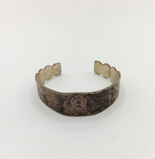 Fred Harvey Era Thunderbird Arrows Silver Stamped Cuff Bracelet 6