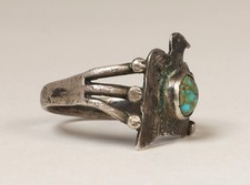 Navajo Fred Harvery Thunderbird Sterling Silver Ring - Additional view 2