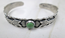 FRED HARVEY ERA IH COIN SILVER & TURQUOISE CUFF BRACELET - APPLIED ARROWS