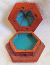 Old Route 66 Navajo Southwest Indian Wood Hogan Fred Harvey Style Jewelry Box - Additional view 10