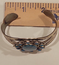 BELL TRADING POST Nickle Silver Faux Turquoise Cuff Bracelet Fred Harvey Era VTG - Additional view 4