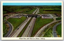 Fred Harvey~Aerial View Of Illinois Tollway Oasis W/ Restaurants~Vintage PC