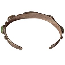 Historic 1920s Fred Harvey Era Navajo Coin Silver Cerrillos Turquoise Bracelet - Additional view 1