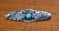 Vintage Fred Harvey Era Sterling Silver & Turquoise Double Thunderbird Pin