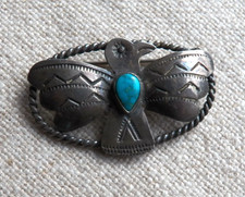 Southwestern Silver Turquoise Thunderbird Brooch - Fred Harvey era - Vintage - Additional view 1