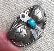 Southwestern Silver Turquoise Thunderbird Brooch - Fred Harvey era - Vintage