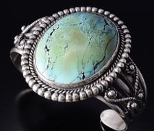 Vintage Fred Harvey-Style Turquoise and Silver Bracelet Bracelet 5K17B