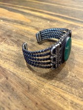 FRED HARVEY VINTAGE NATIVE AMERICAN NAVAJO CERRILLOS TURQUOISE STERLING SILVER - Additional view 1