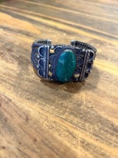 FRED HARVEY VINTAGE NATIVE AMERICAN NAVAJO CERRILLOS TURQUOISE STERLING SILVER - Additional view 5