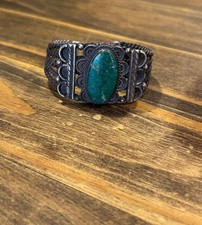 FRED HARVEY VINTAGE NATIVE AMERICAN NAVAJO CERRILLOS TURQUOISE STERLING SILVER - Additional view 6