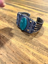 FRED HARVEY VINTAGE NATIVE AMERICAN NAVAJO CERRILLOS TURQUOISE STERLING SILVER