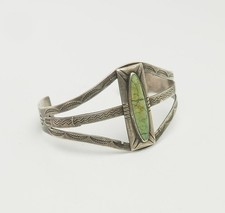 Fred Harvey era old sterling sivler turquoise thunder bird stamping bracelet