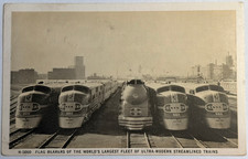 1939 Santa Fe Railroad Trains Fred Harvey Postcard - Super Chiefs, El Capitans