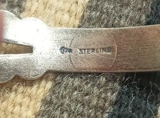 Fred Harvey- Turquoise-Stamped Silver Cuff Bracelet-Navajo-1940s-6.0