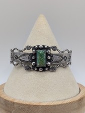 Fred Harvey Era (1930's) Arrow Sterling Silver Navajo Turquoise Cuff Bracelet