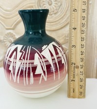 Signed ROCKWELL Navajo Nectar Vase Mesa Verde Pottery Via Fred Harvey Store VTG