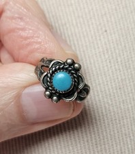 Vtg Bell Trading Post Fred Harvey Era Turquoise Sterling Ring  1.75 Stamped Tiny - Additional view 1