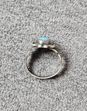 Vtg Bell Trading Post Fred Harvey Era Turquoise Sterling Ring  1.75 Stamped Tiny - Additional view 2