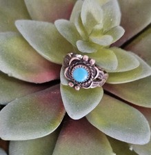 Vtg Bell Trading Post Fred Harvey Era Turquoise Sterling Ring  1.75 Stamped Tiny - Additional view 4