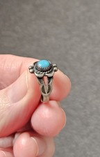 Vtg Bell Trading Post Fred Harvey Era Turquoise Sterling Ring  1.75 Stamped Tiny - Additional view 10