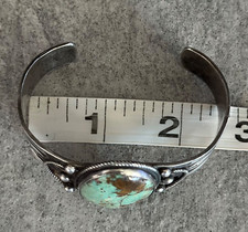 OLD FRED HARVEY ERA Whirling Logs Thunderbird Navajo Turquoise Silver Bracelet - Additional view 9