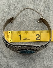 Fred Harvey era  NAVAJO High Grade spider web Turquoise Sterling Bracelet 6.75in - Additional view 13